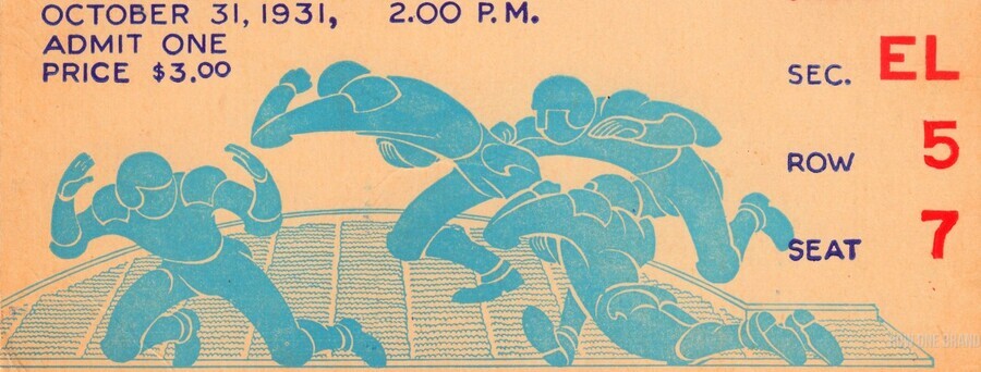 900 Row One Brand Vintage Sports Ticket Stub Art Football Ticket Artwork Collection